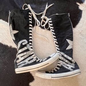 Converse All Star Chuck Taylor RARE knee high sequined lace up sneakers. W=9 M=7